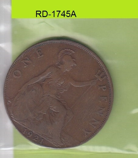 S8-RED-1745 Verenigd Koninkrijk 1 PENNY 1921  VF