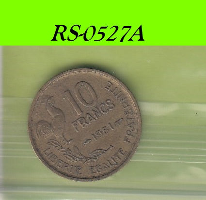 S8-RES-0527 Frankrijk 10 FRANCS 1951  VF KM915.1
