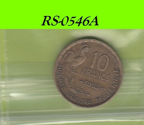 S8-RES-0546 Frankrijk 10 FRANCS 1955  VF KM915.1