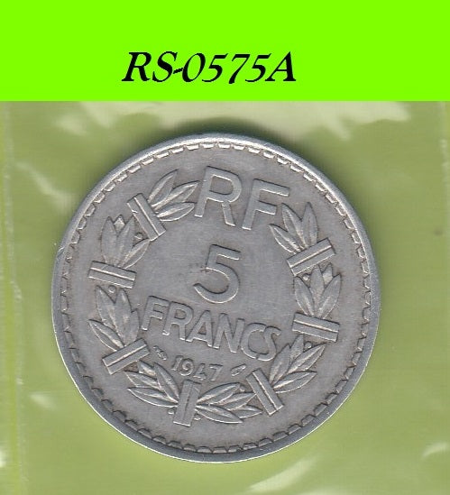 S8-RES-0575 Frankrijk 5 FRANCS 1947  VF KM888B.1