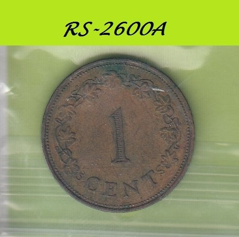 S8-RES-2600 MALTA 1 CENT 1972  VF KM8