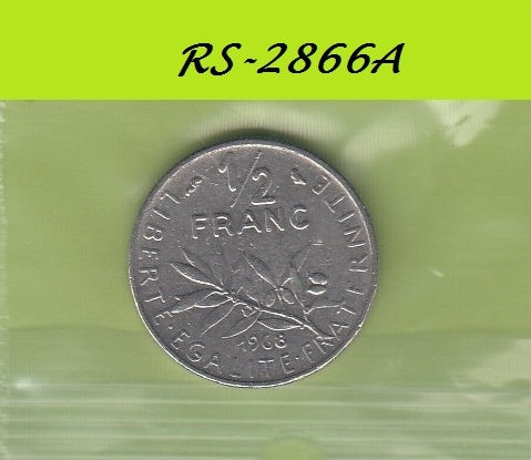 S8-RES-2866 Frankrijk 1/2 FRANC 1968  VF KM931.1