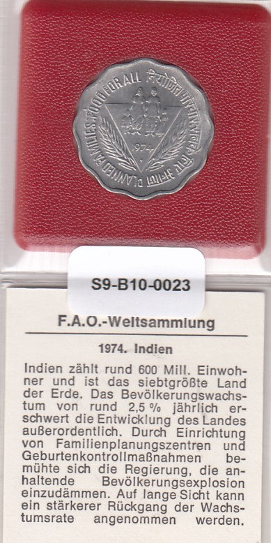 S9-B10-0023 India 10 Paise FDC 1974 KM28 Mumbai FAO