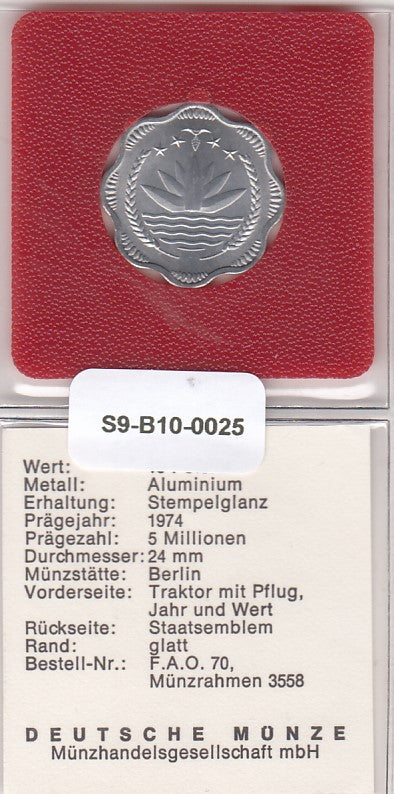 S9-B10-0025 Bangladesh 10 Poisha EDK 1974 KM7 FAO