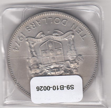 S9-B10-0026 Jamaica 10 Dollars UNC 1974 KM63