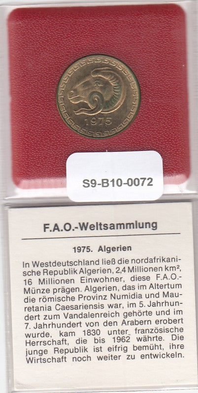 S9-B10-0072 Algeria 20 Centimes UNC 1975 KM107.1  FAO Type-1