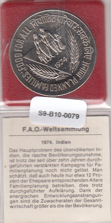 S9-B10-0079 India 10 Rupees UNC 1974 KM189  FAO