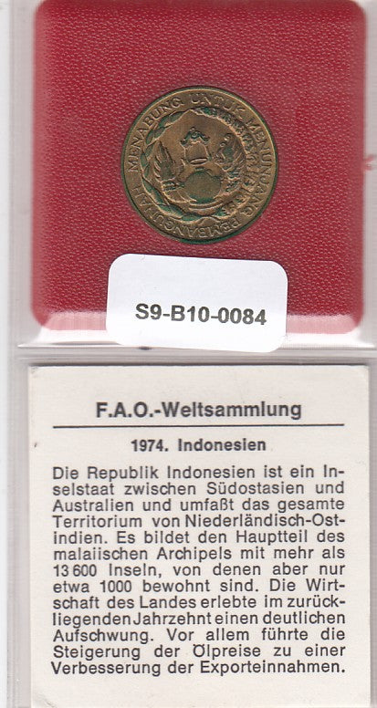 S9-B10-0084 Indonesia 10 Rupiah UNC 1974 KM38  FAO
