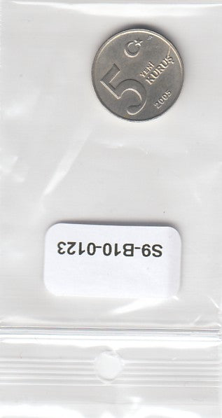 S9-B10-0123 Turkije 5 Nieuwe Kurus XF 2005 KM1165