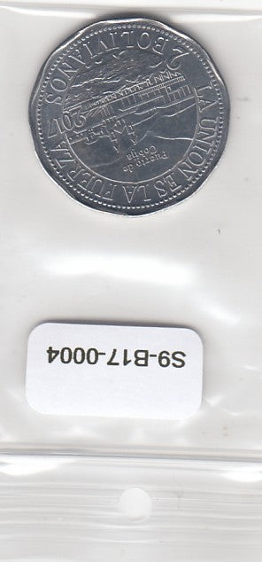 S9-B17-0004-M47 Bolivia 2 Bolivianos UNC 2017 KM223  Puerto de Cobija