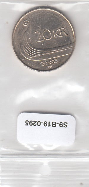 S9-B19-0295 Norway 20 kroner UNC 2003 KM453   TYPE B!