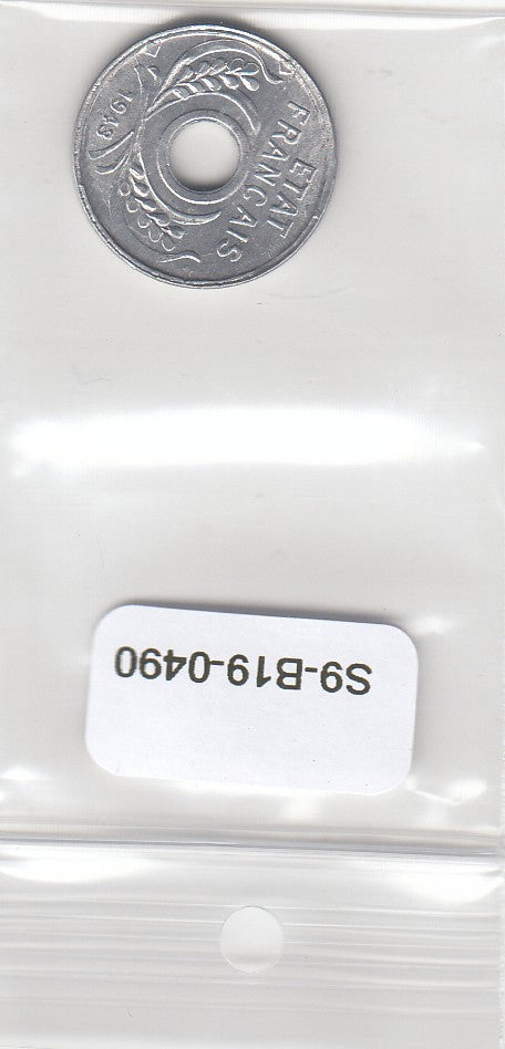 S9-B19-0490 French Indochina 5 Cent UNC 1943 KM27   Grooved edge