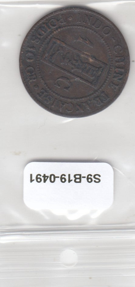 S9-B19-0491 French Indochina 1 Cent VF 1885 KM1