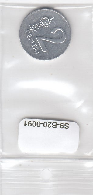 S9-B20-0091 Lithuania 2 Centai VF 1991 KM86