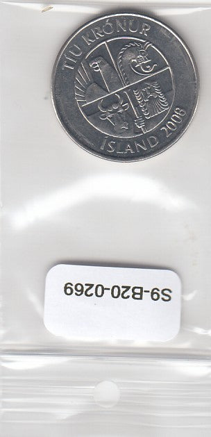 S9-B20-0269 ICELAND 10 Kronur AU 2008 KM28.1a
