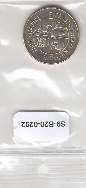 S9-B20-0292 ICELAND 100 Kronur AU 2007 KM35