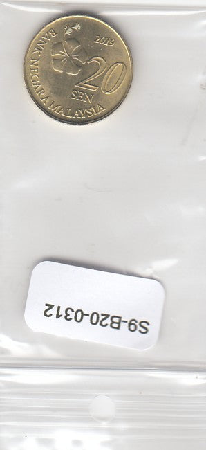 S9-B20-0312-M02 Malaysia 20 Sen UNC 2019 KM203