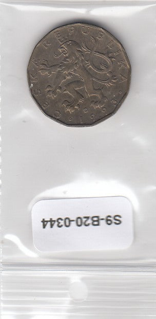 S9-B20-0344 Czech Republic 20 Korun VF- 1993 KM5
