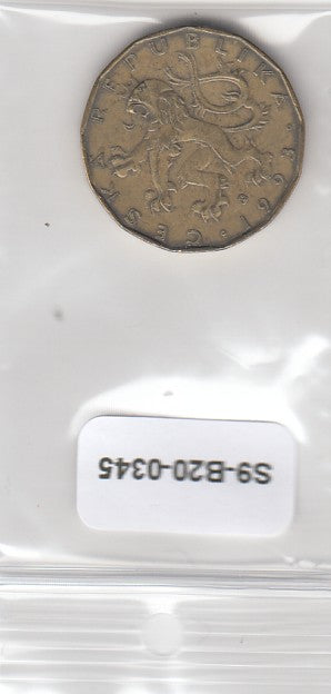 S9-B20-0345 Czech Republic 20 Korun VF- 1993 KM5