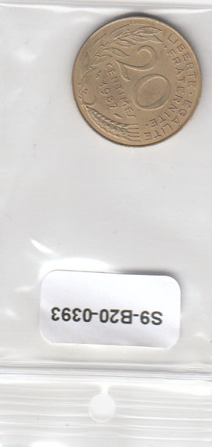 S9-B20-0393 Frankrijk 20 Centimes Zfr 1987 KM930