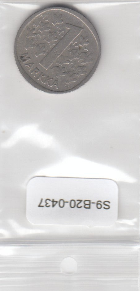 S9-B20-0437 Finland 1 Markka VF+ 1971 KM49a S