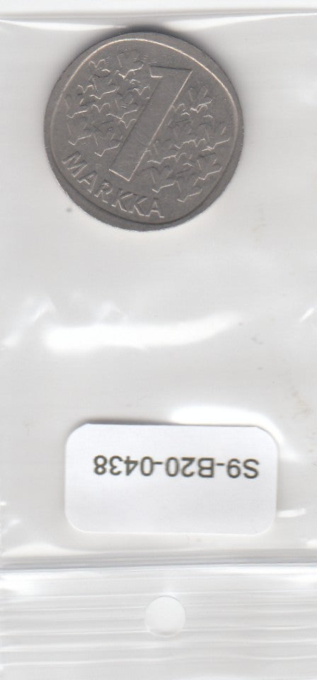 S9-B20-0438 Finland 1 Markka VF+ 1975 KM49a S