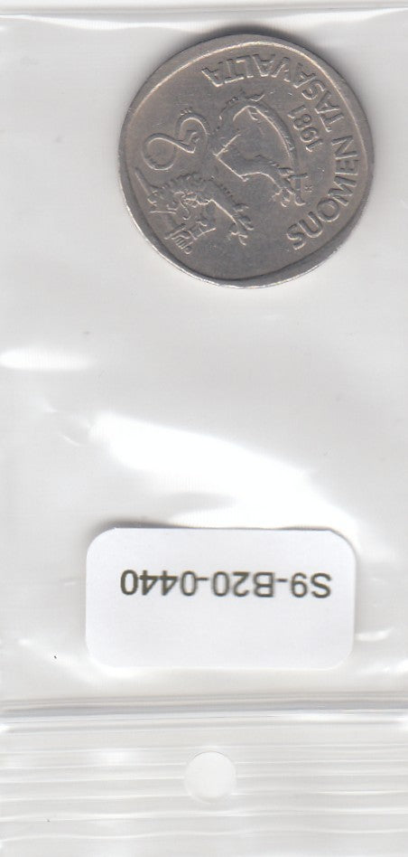 S9-B20-0440 Finland 1 Markka VF+ 1981 KM49a K