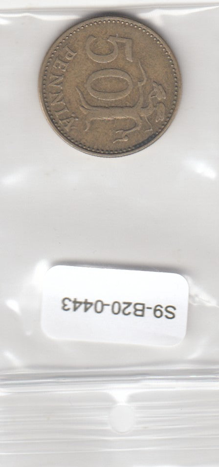 S9-B20-0443 Finland 50 Pennia VF  1972 KM48 S