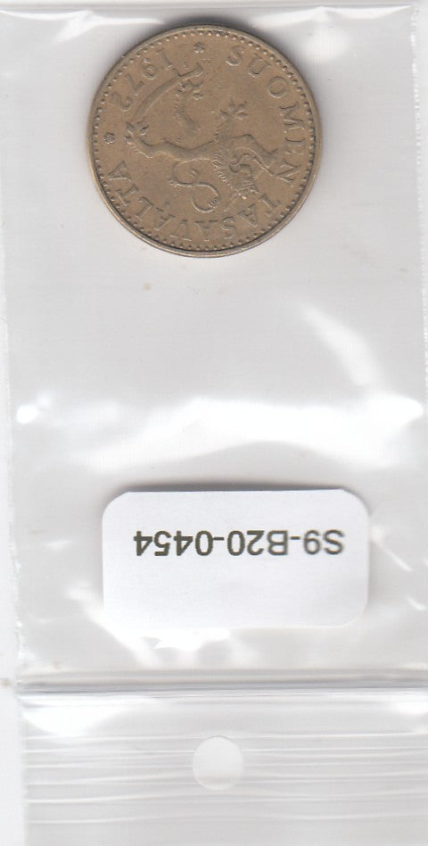 S9-B20-0454 Finland 20 Pennia VF 1972 KM47 S