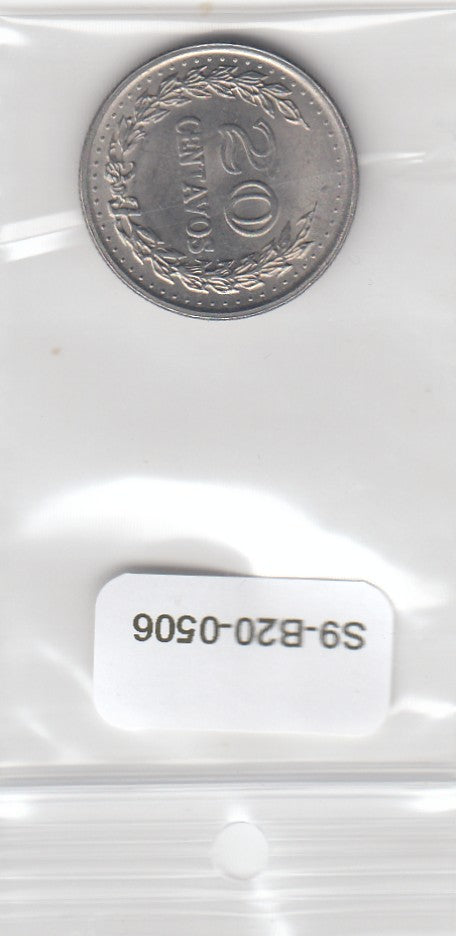 S9-B20-0506 Colombia 20 Centavos UNC 1971 KM245   Leg DEV