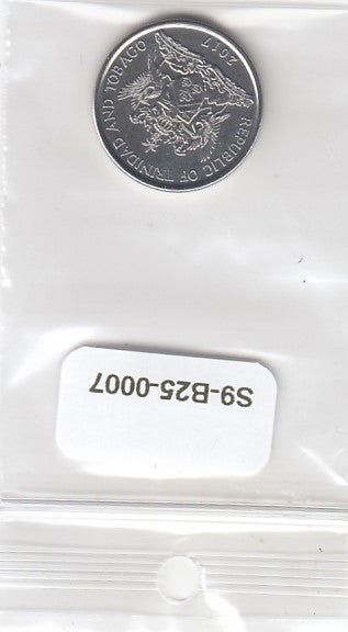 S9-B25-0007-M08 Trinidad Tobago 25 Cents UNC 2017 KM32b  Magnetic