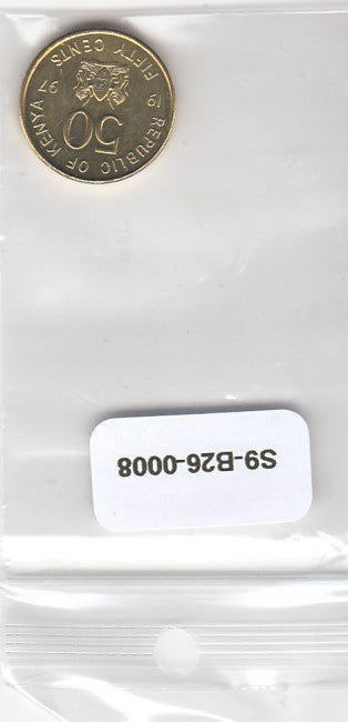 S9-B26-0008-M55 Kenya 50 Cents UNC 1997 KM28