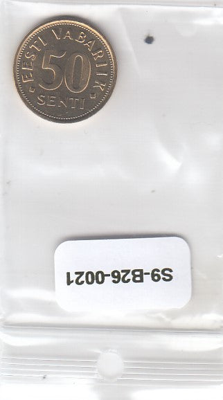 S9-B26-0021-M46 Estonia 50 Senti UNC 1992 KM24