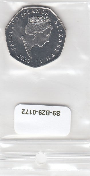 S9-B29-0172 Falkland Islands 50 Pence UNC 2021 KM195.1 AA King Penguin